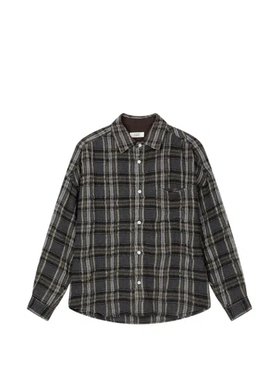 Tomboy Herringbone-check Shirt In Gray