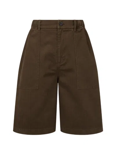 Tomboy Herringbone-texture Shorts In Brown