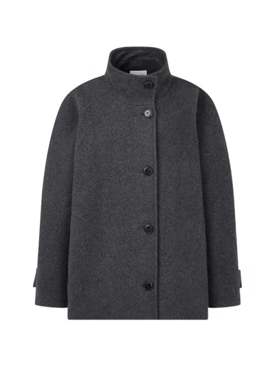 Tomboy High-neck Button-up Jacket In Gray