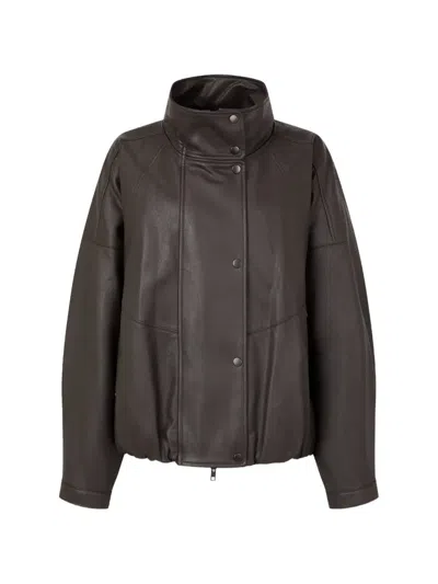 Tomboy High-neck Panelled Jacket In Brown