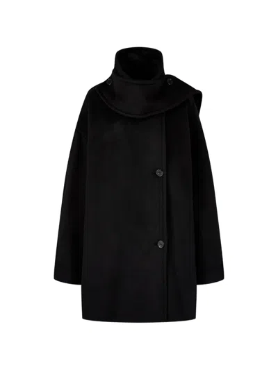Tomboy High-neck Single-breasted Coat In Black
