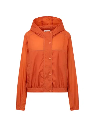 Tomboy Hooded Contrast-stitch Oversized Jacket In Orange