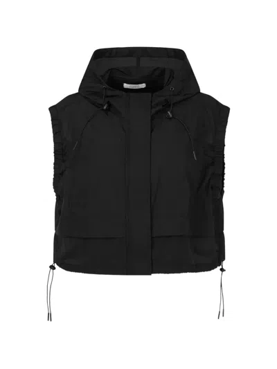 Tomboy Hooded Drawstring Gillet In Black