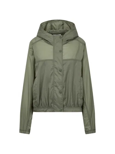 Tomboy Hooded Panelled Oversized Jacket In Green