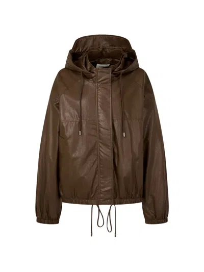 Tomboy Hooded Puffer Jacket In Brown