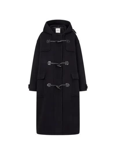 Tomboy Hooded Toggle-fastening Coat In Black