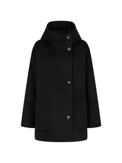 Tomboy Hooded Wool-blend Coat In Black