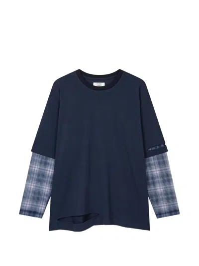 Tomboy Layered Distressed T-shirt In Blue