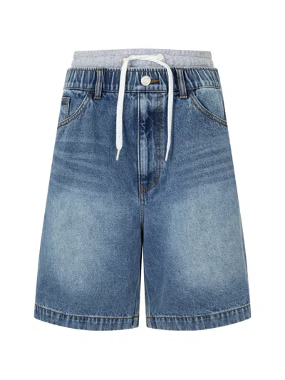 Tomboy Layered-detail Shorts In Blue