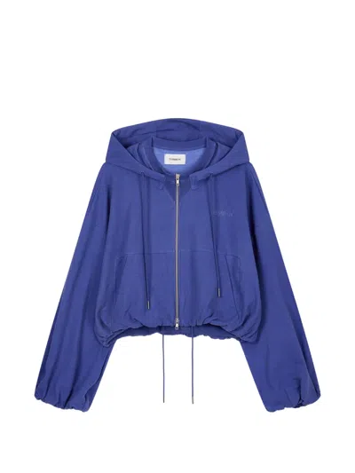 Tomboy Logo-embroidered Drawstring Hoodie In Blue
