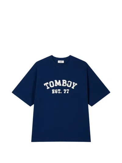 Tomboy Logo-embroidered T-shirt In Blue