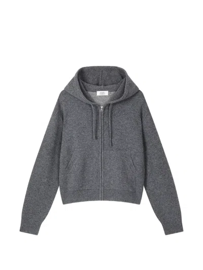 Tomboy Logo-intarsia Knit Zip-up Hoodie In Gray