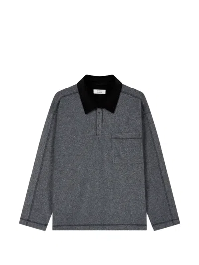 Tomboy Long-sleeve Polo Top In Gray