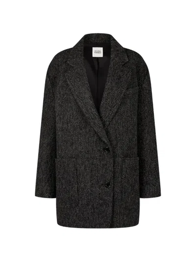 Tomboy Mélange-effect Oversized Blazer In Black