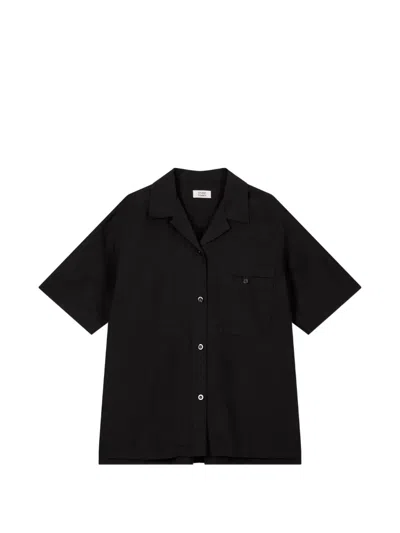 Tomboy Open-collar Short-sleeved Shirt In Black