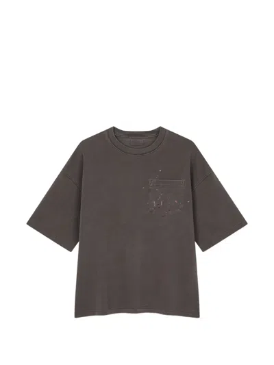 Tomboy Paint-splatter Chest-pocket T-shirt In Brown