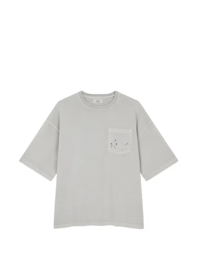 Tomboy Paint-splatter Chest-pocket T-shirt In Gray