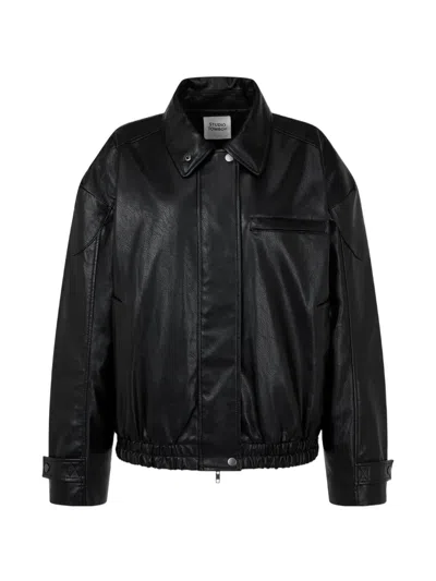 Tomboy Panelled Bomber Jacket In Black
