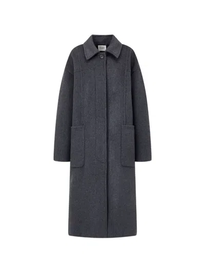 Tomboy Patch-pocket Single-breasted Coat In Gray