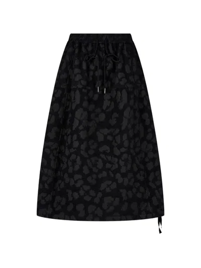 Tomboy Patterned A-line Midi Skirt In Black