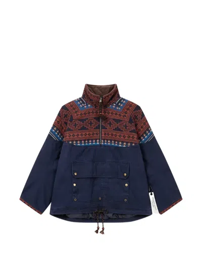 Tomboy Patterned Half-zip Jacket In Blue