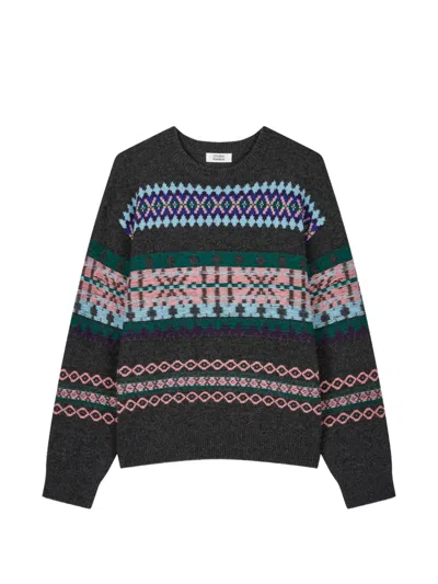 Tomboy Patterned Knit Crew-neck Sweater In Multi