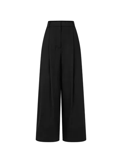 Tomboy Pintuck Wide-leg Trousers In Black