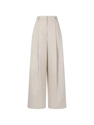 Tomboy Pintuck Wide-leg Trousers In Neutral