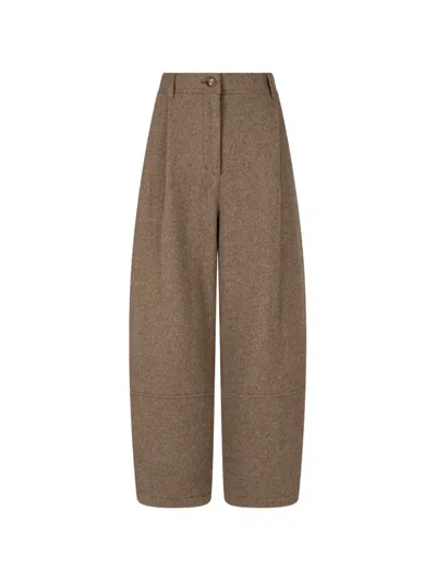 Tomboy Pleat-detail Wide-leg Tailored Trousers In Brown