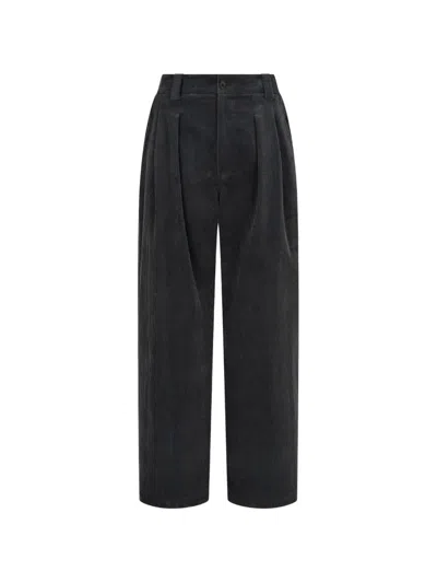 Tomboy Pleated Corduroy Trousers In Black