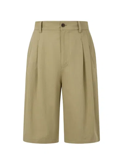Tomboy Pleated Cotton Tailored Shorts In Green
