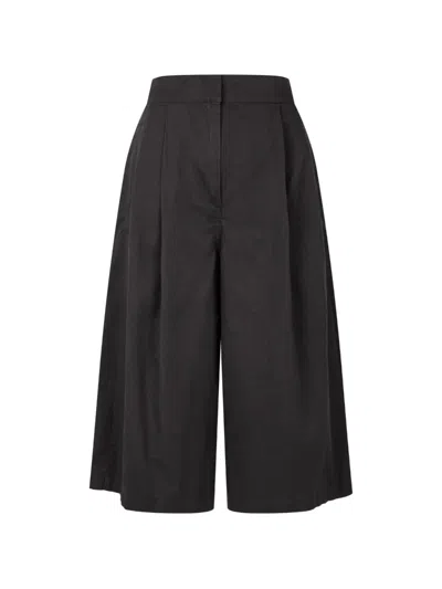 Tomboy Pleated Cropped Trousers In Black