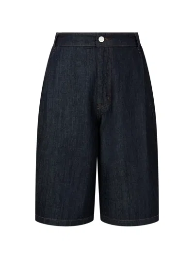 Tomboy Pleated Denim Shorts In Blue
