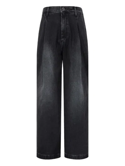 Tomboy Pleated Denim Trousers In Black
