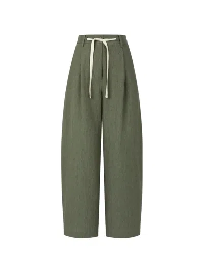 Tomboy Pleated Drawstring Trousers In Green