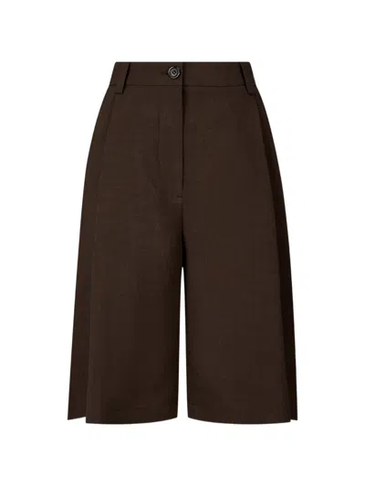 Tomboy Pleated Relaxed-fit Shorts In Brown