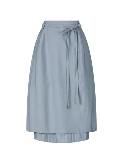 Tomboy Pleated Tie Skirt In Blue