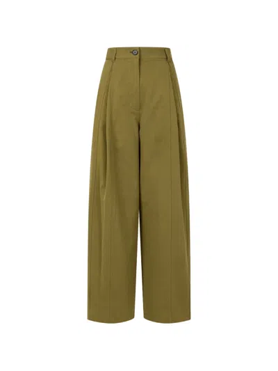 Tomboy Pleated Wide-leg Trousers In Green