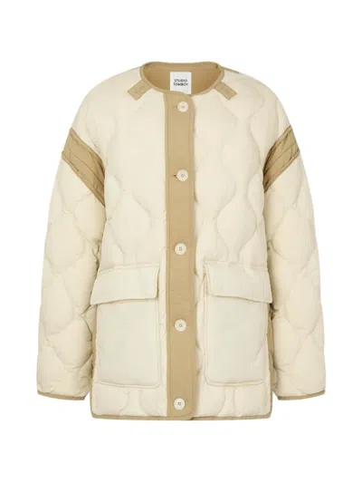Tomboy Quilted Panelled Jacket In Neutral