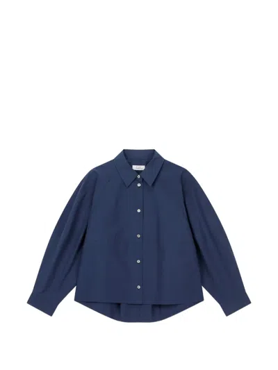 Tomboy Raglan-sleeve Button-down Cotton Shirt In Blue