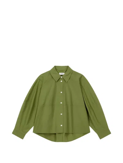 Tomboy Raglan-sleeve Button-down Cotton Shirt In Green