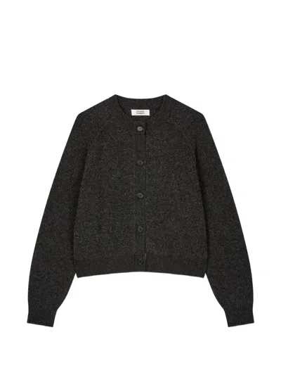 Tomboy Raglan-sleeve Button-up Cardigan In Black
