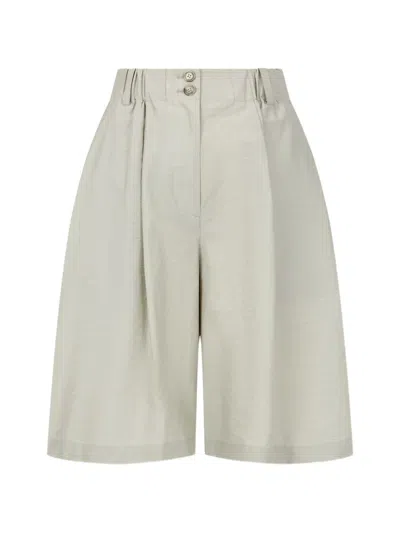 Tomboy Relaxed-fit Pleated Cotton Shorts In Gray