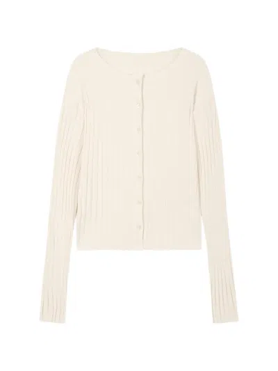 Tomboy Ribbed Button-down Cardigan In Brown