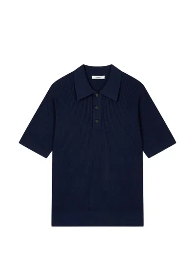Tomboy Ribbed Knit Polo Shirt In Blue