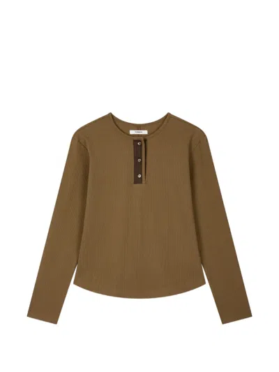 Tomboy Ribbed Top In Brown