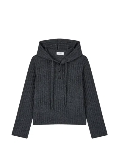 Tomboy Ribbed-knit Hoodie In Blue