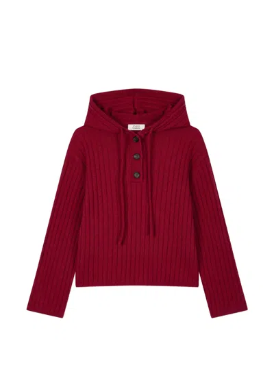 Tomboy Ribbed-knit Hoodie In Red