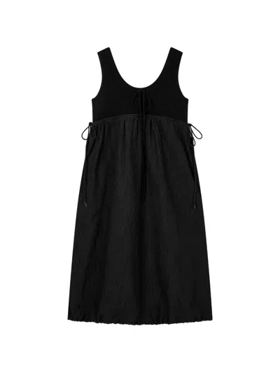 Tomboy Ribbed-knit Panelled Midi Dress In Black