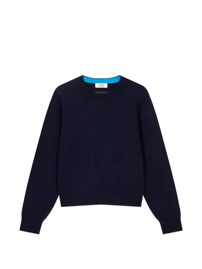 Tomboy Ribbed-trim Crew-neck Sweater In Blue